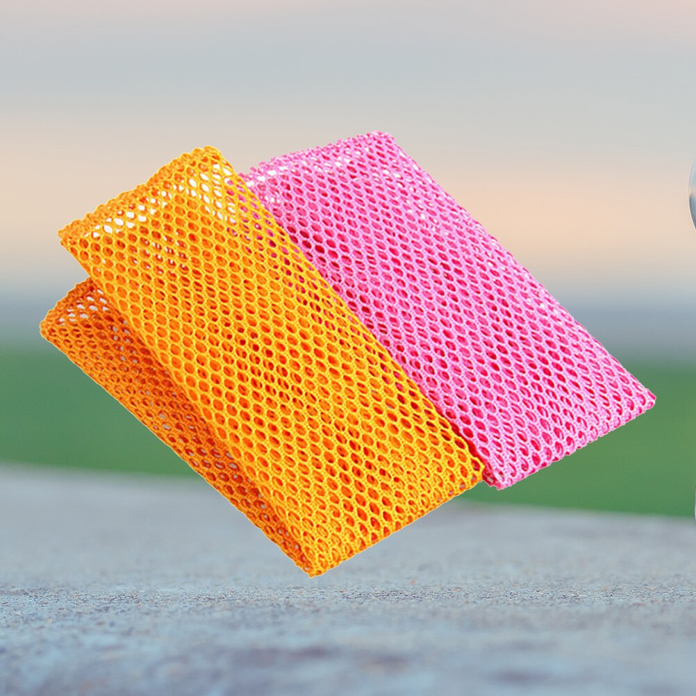 6PCS Mesh Non-stick Oil Dish Cloth Cleaning Cloth Rapid Dry Scourer Mesh Washing Cloths Kitchen Cleaning Cloths (Mixed Color): As Shown29CM