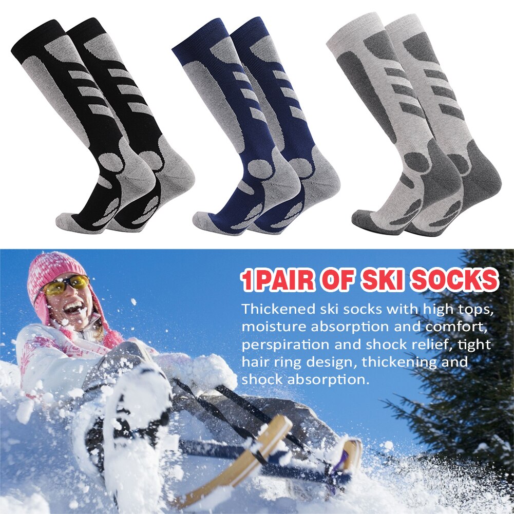 1 paire hommes Sports de plein air absorber la sueur hiver épaissi Ski chaussettes Camping Long Tube protection escalade randonnée