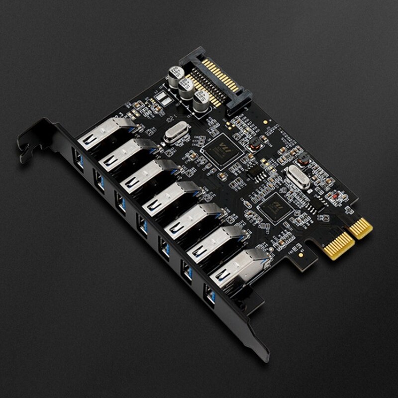 7 Port USB Expansion Card 7 Port USB3.0 Adapter Card Pcie USB 3.0 Expansion Card With 15 Pin Power Supply For Desktop