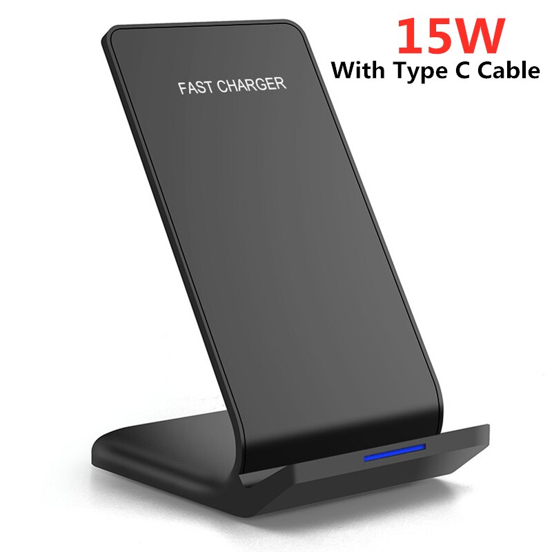 15W Qi support de chargeur sans fil pour iPhone SE X XS MAX XR 11 Pro 8 Samsung S20 S10 S9 Type C USB Station de chargement rapide: 15W Stand