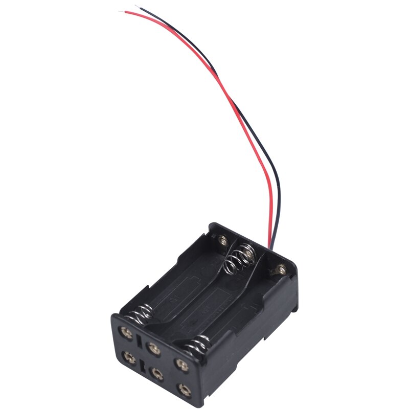 4 Stuks Wired 6X1.5V Aaa Batterij Houder Plastic Case Opbergdoos Zwart