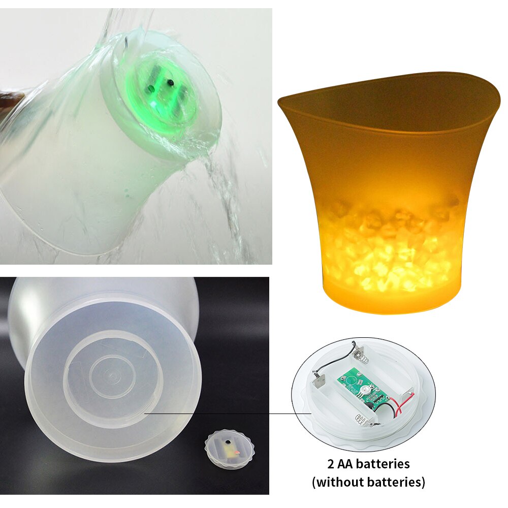 Seau à glace en plastique étanche, 5l, 7 couleurs, LED, pour Bars, boîtes de nuit, éclairage LED, seau à Champagne, bière, fête nocturne