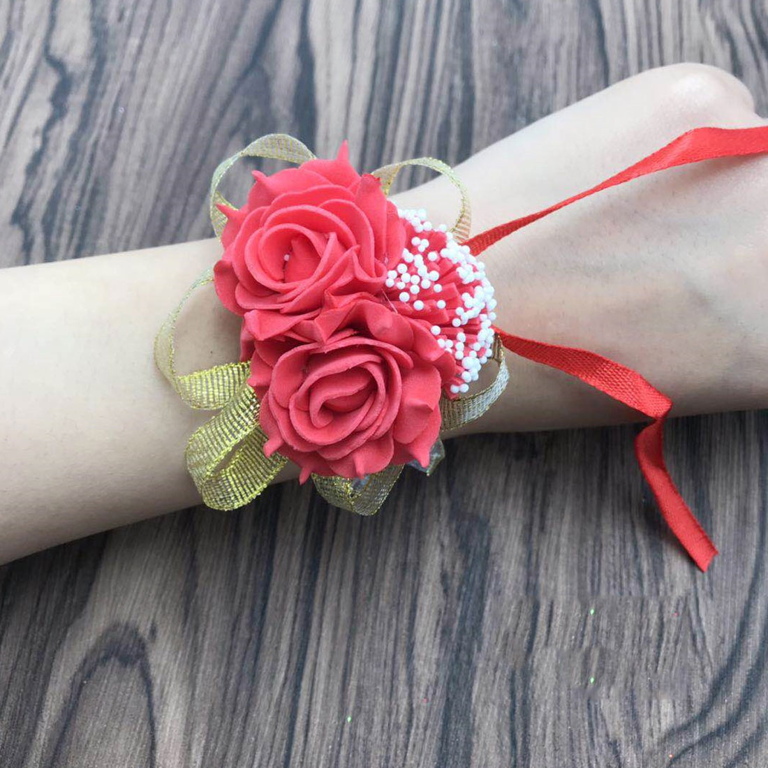 Flores artificiales para novia para bailar de boda decoración nupcial accesorios para baile de graduación ramillete de muñeca dama de honor flores de mano