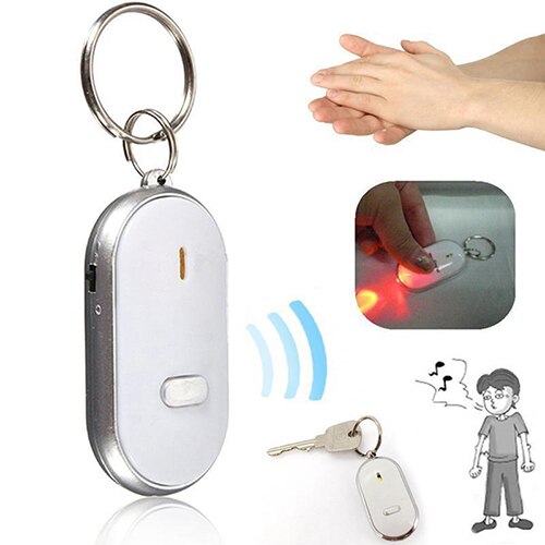 Localisateur de clés Anti-perte LED, localisateur de porte-clés, sifflet, contrôle du son, torche
