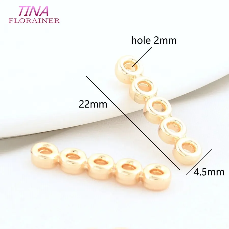 Componentes para hacer joyas con cuentas, conector de pulsera y collar con 5 agujeros, separadores de barra espaciadora de cuentas chapadas en oro Real de 18K Diy: M / Gris