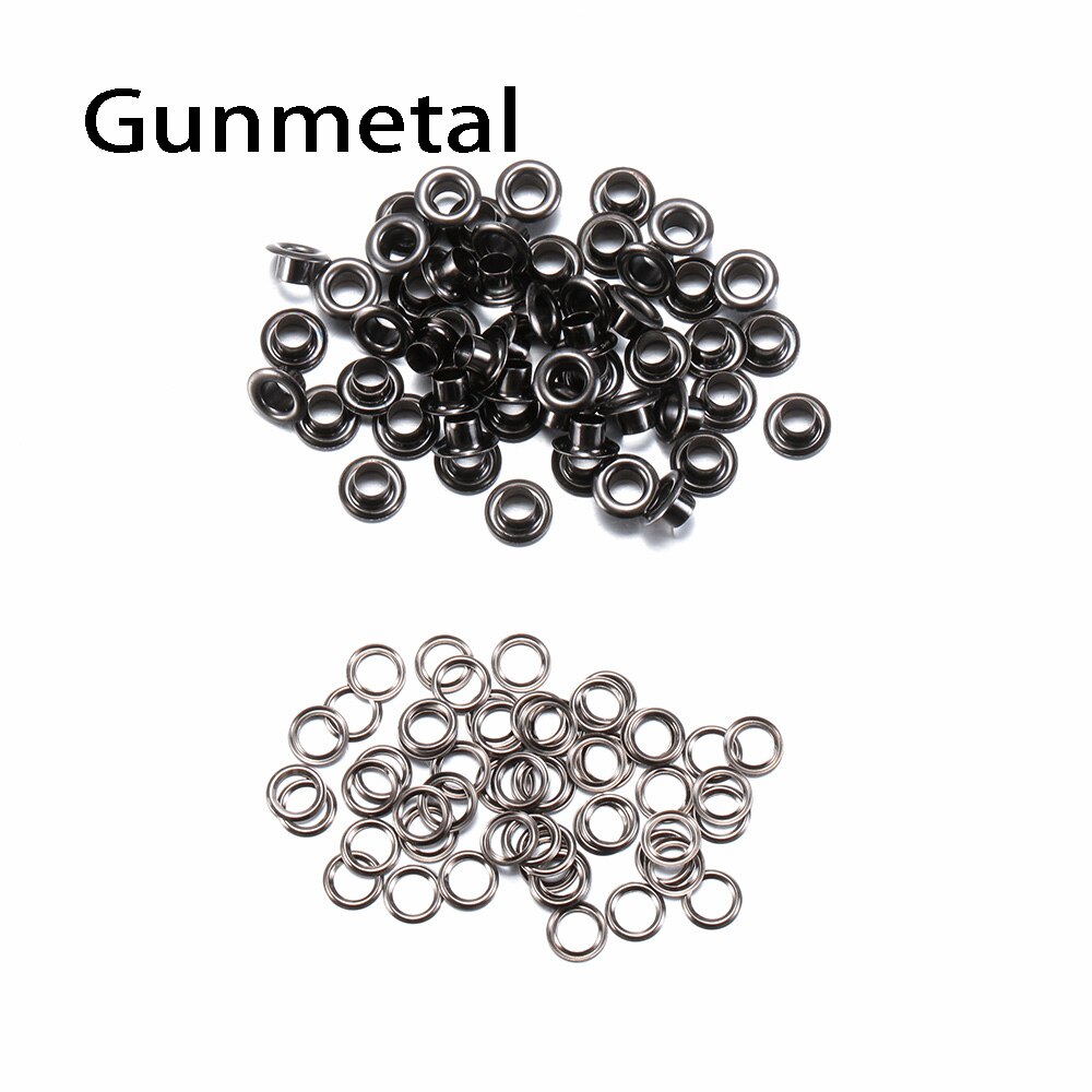 50Pcs Hole 5mm Metal Eyelets With Grommets For Leathercraft DIY Scrapbooking Shoes Belt Cap Bag Tags Clothes Accessories: Gunmetal