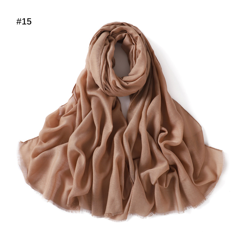 Women Ramadan Muslim Hijab Cotton and Linen Soft Autumn and Winter Solid Color Islam Scarf Headscarf Shawl: Cyan