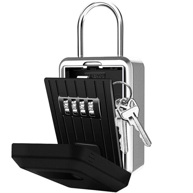 4-Cijferige Wachtwoord Sleutel Doos Muur Gemonteerde Metalen Haak Type Wachtwoord Vergrendelen Outdoor Sleutel Opbergdoos Anti-diefstal Waterdichte Opbergbox: With waterproofcover