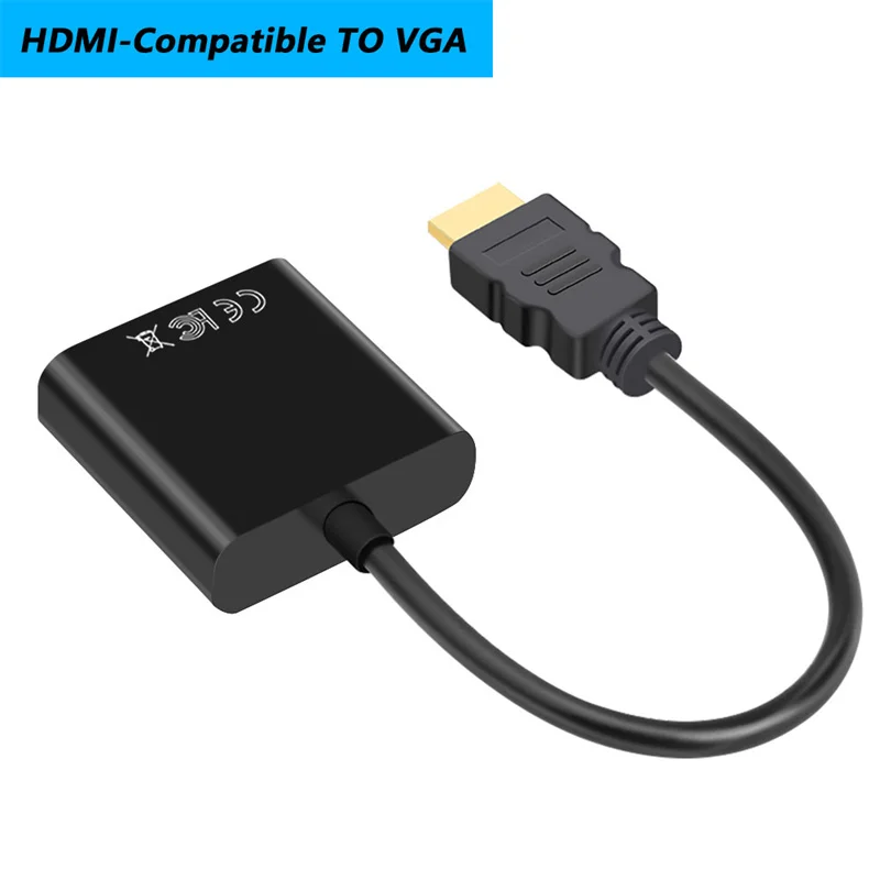 Kabel konwertera zgodny z HDMI na VGA 1080P Full HD Kabel adaptera konwersji HDMI-VGA do komputera PC Projektor HDTV Tablet Monitor: Black