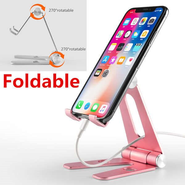 Faltbarer und drehbarer telefonhalter aus metall-aluminiumlegierung tablet-ständerhalterung displayhalterung tragbarer ladehalter: Faltbar roségold