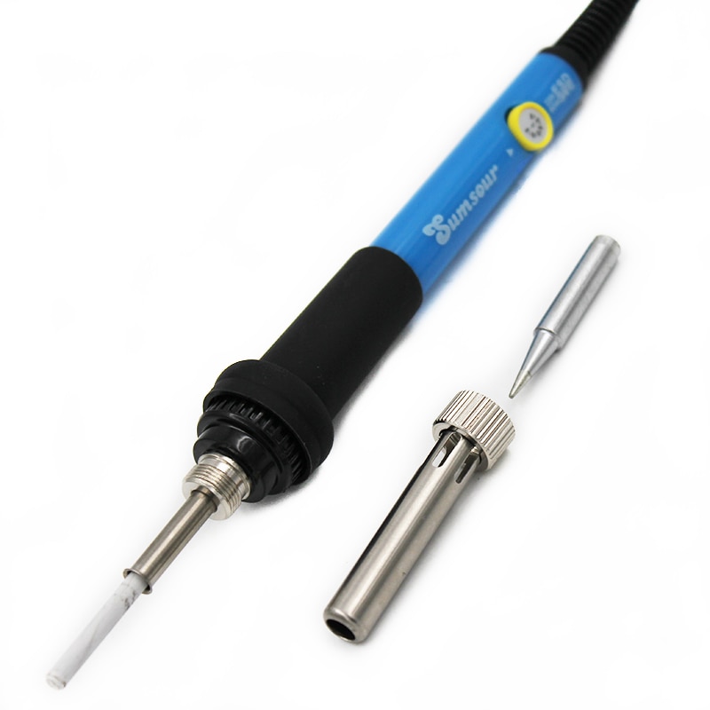 60W Kit de soldadura eléctrico de hierro de soldadura herramientas manija de la estación de soldadura de herramientas para reparación de soldaduras de madera de herramienta de grabación soldador estaño