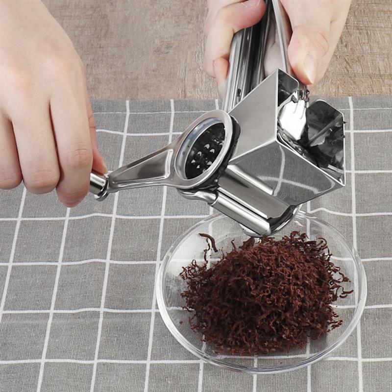 1Pc Cheese Grater Peeler Slicer Stainless Steel Grater Cheese Garlic Hand Crank Grater (Silver)
