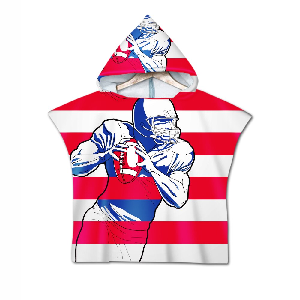 Novelty Sport American Football Rugby Baby Kids Kinderen Hooded Handdoek Zwembad Zwemmen Bad Strand Poncho Handdoek Cape