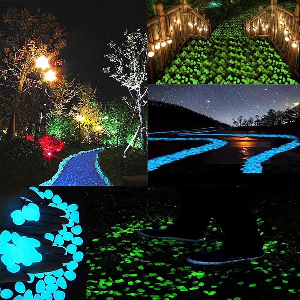 100Pcs Tuin Lichtgevende Steen Glow In Dark Pebble Tuinpad Aquarium Landschapsarchitectuur Decoratie Mooie Gloeiende Stenen