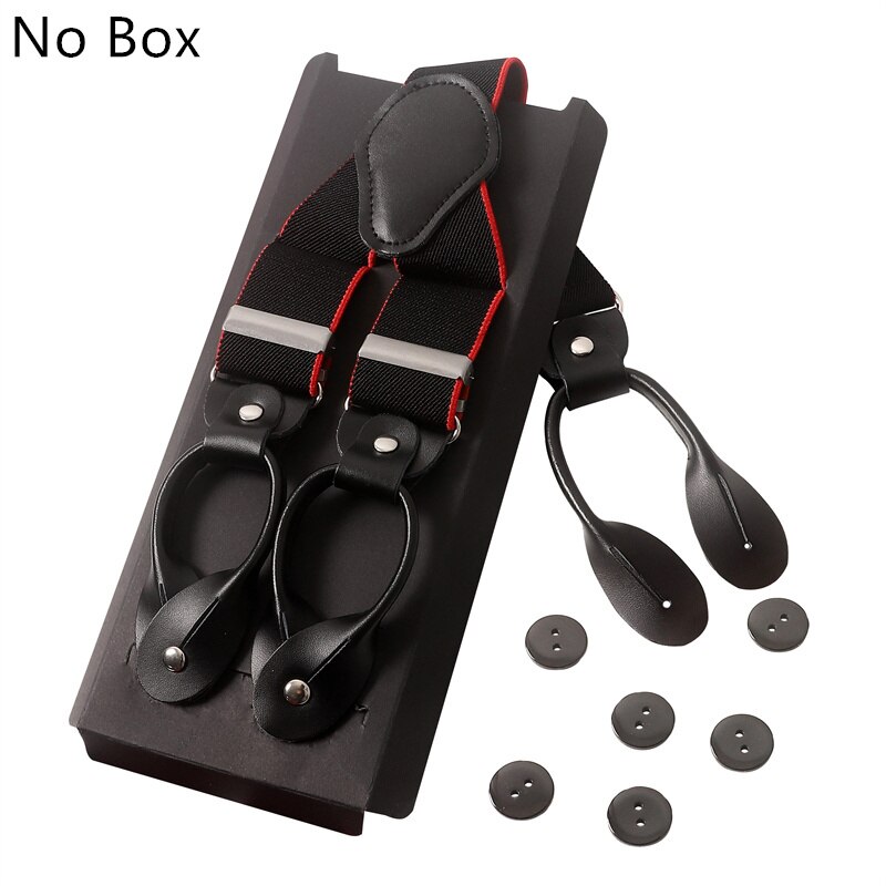 Vintage 3.5 Cm Wide Black Leather Suspenders Men Leather Button Suspenders Pant Braces Male Wedding Unisex Wear