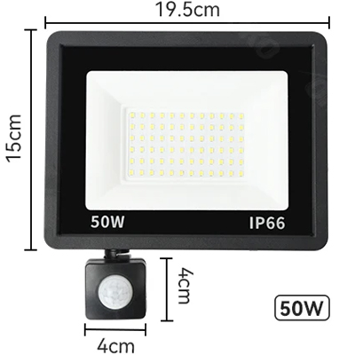 Reflector PIR de 100W con Sensor de movimiento, lámpara de pared para exteriores, luz blanca de 50W, 30W, 20W, 10W, LED impermeable IP66 para patio de jardín: Castaño / 6.000 K / 20 W