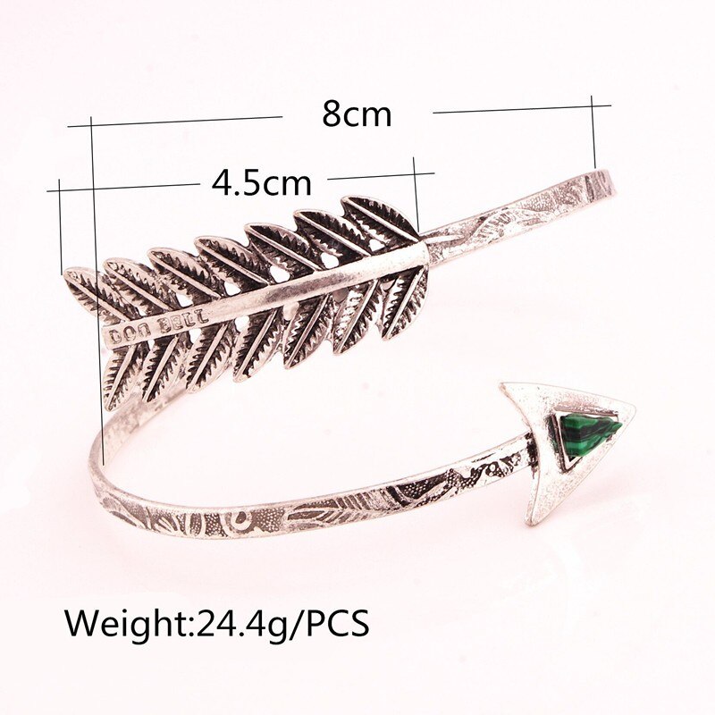 Brazalete del brazo superior clásico bohemio, brazalete con gema de flecha abierta, brazalete de brazo para mujeres, de joyería de