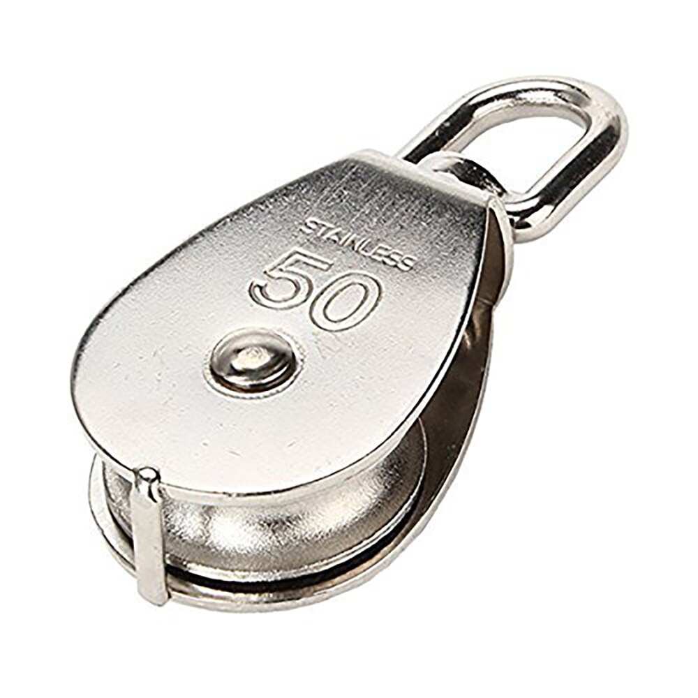 1pcs M50 Single Pulley Block Loading 1000lbs 304 Stainless Steel Wire Rope Single Roller Single Swivel Eye Block for Wire Rope