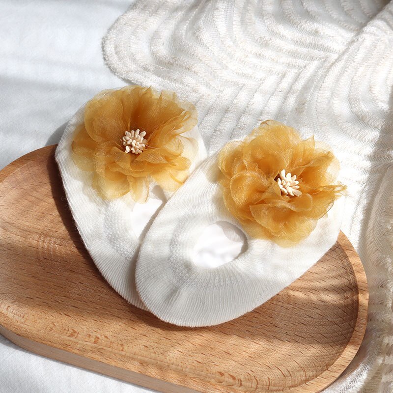 Cute 3D Flower Baby Socks Spring Summer Infant Baby Floor Socks Soft Cotton Anti-Slip Boat Socks for Princess Girls Accessories: a / 12 to 24m