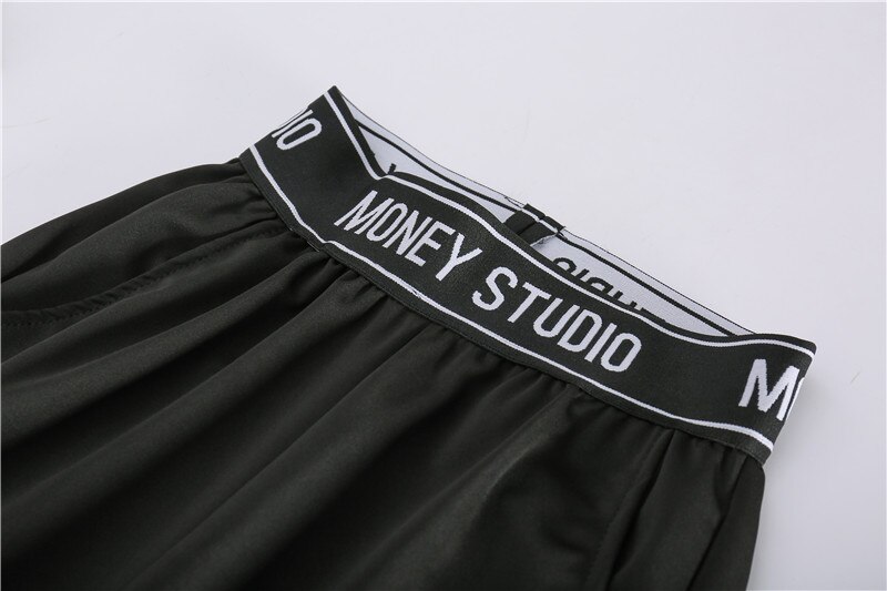 Sportbroek dames lente en herfst losse balk voeten zwarte koreaanse casual negenpuntsbroek