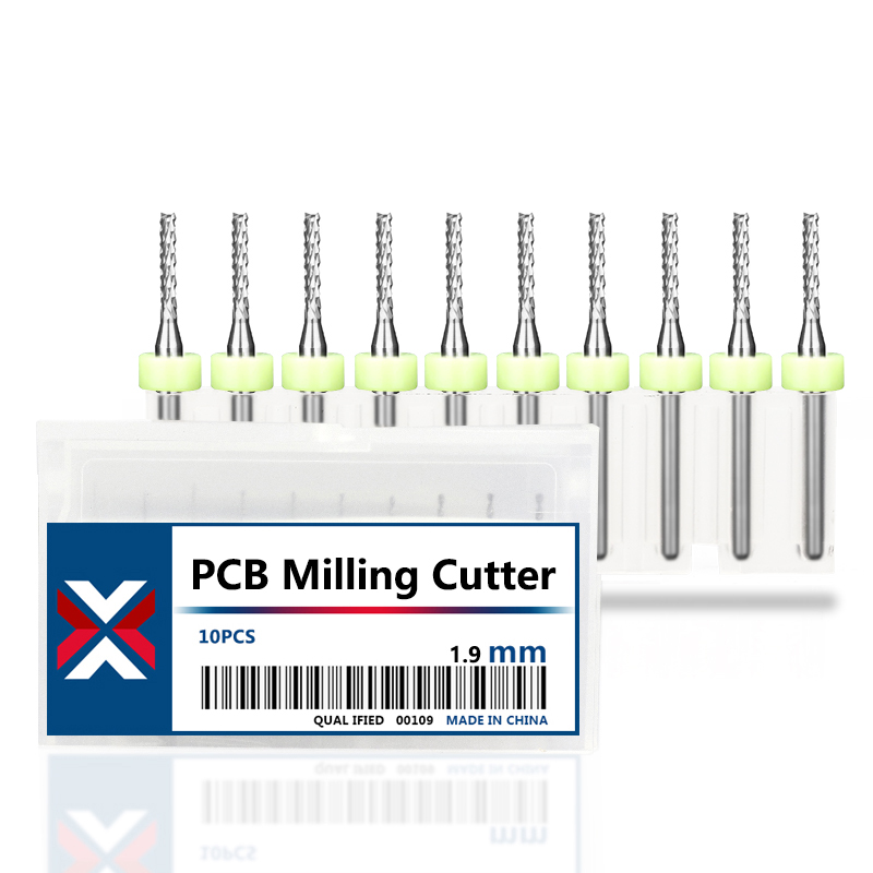 impostato di frese per PCB XCAN 0,5-3,0 mm Fresa in metallo duro 10 pezzi Punta per router per utensili di fresatura per macchine PCB: 18mm