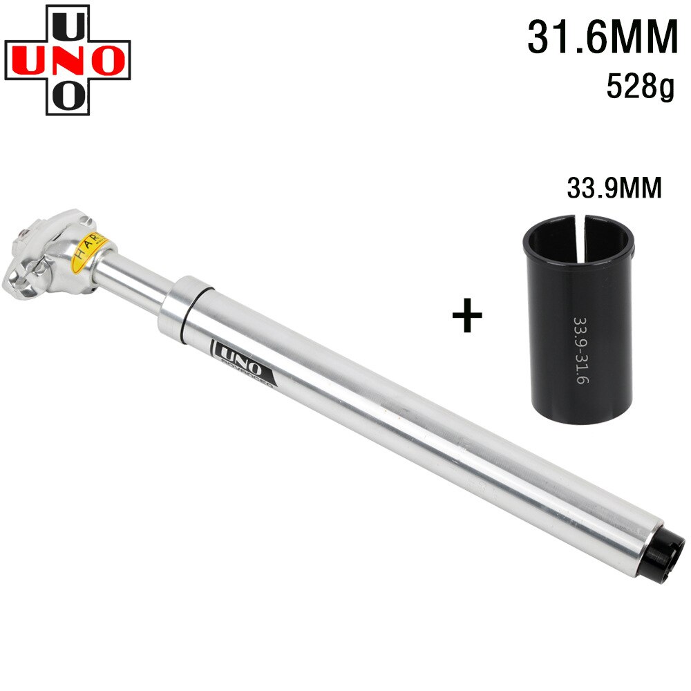 UNO MTB Suspension Sattelstütze Mountainbike Sattelstütze 27,2mm 28,6 30 30,4 30,9 31,6mm X350MM Stoßdämpfer Dämpfung ultraleicht: 33.9x350mm silver