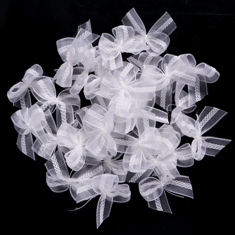 30 Uds. De lazos de cinta de malla, Mini lazo de encaje multicolor, lazo de cinta de satén, flor para manualidades DIY, decoración, accesorios de manicura de uñas: Níquel negro