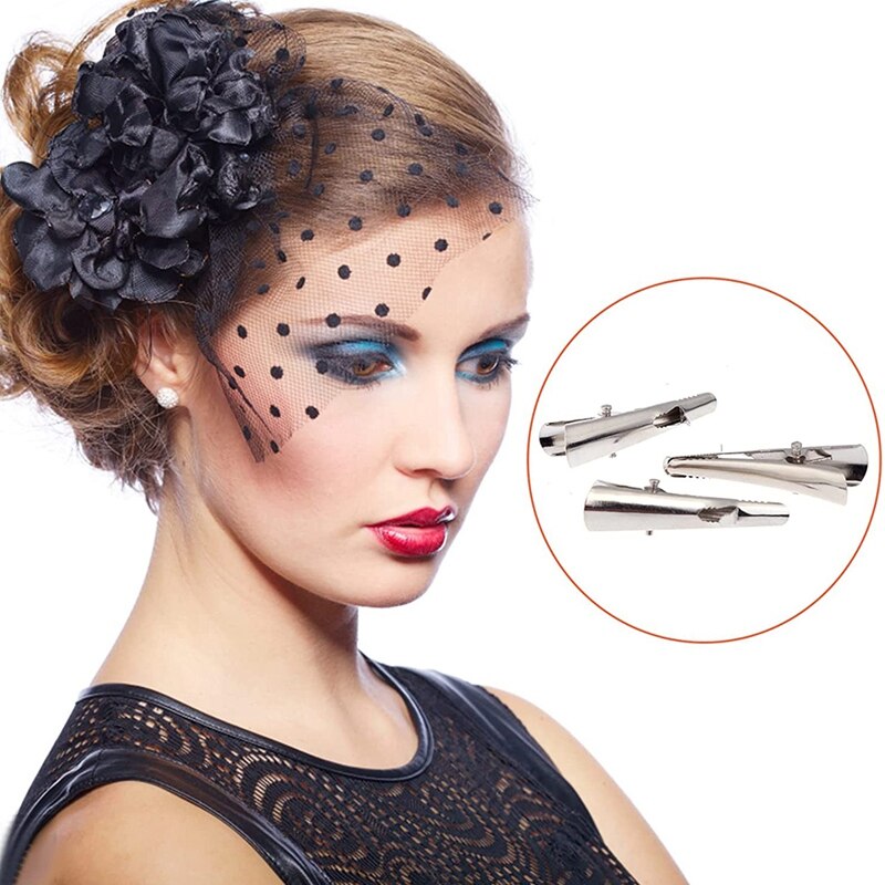 100-Pcs Mini Metal Alligator Clips For Crafts - Small Roach Clips Spring Clips Clamps 45Mm Alligator Hair Clips