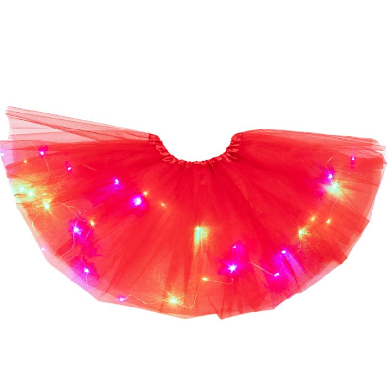 Kleine Meisjes Led Light Up Tutu Rok Neon Kleurrijke Lichtgevende Party Dance De Rok: Red