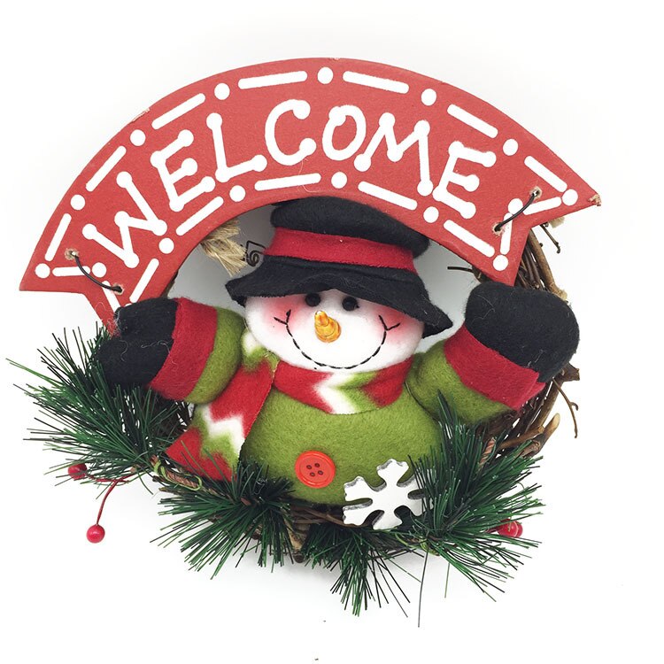 Kerst Garland Kerstman Elanden Sneeuwpop Krans Muur Opknoping Deur Decoraties Vrolijk Kerstfeest Decor Voor Thuis Gelukkig Yea: Fluorescentie Geel