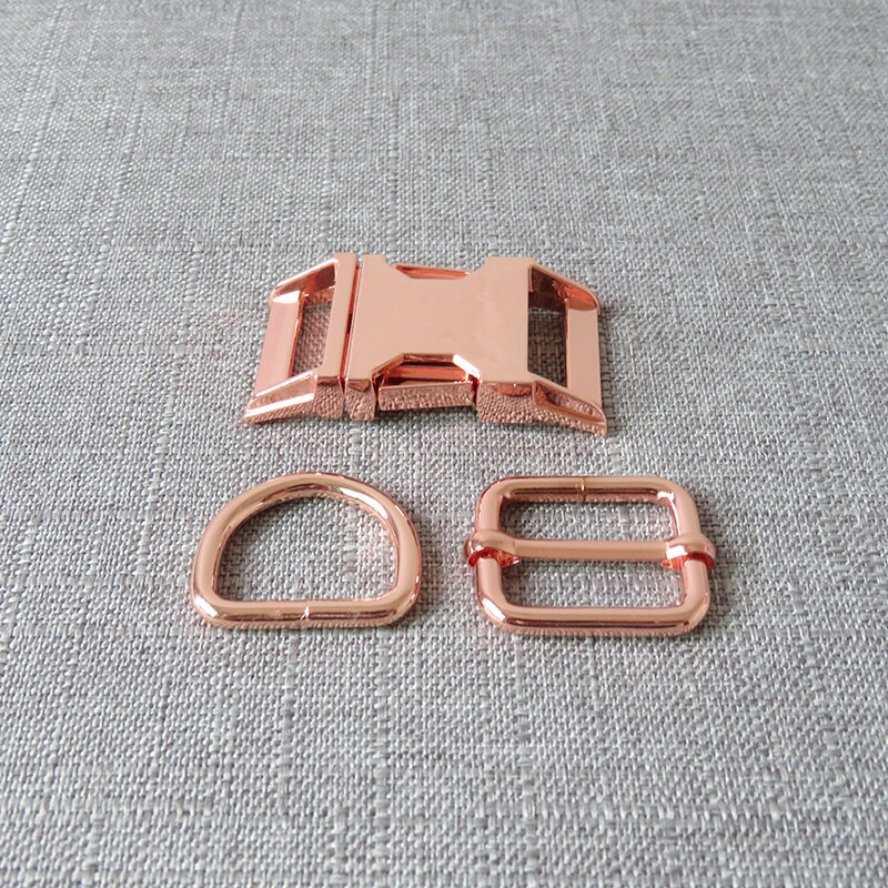 10 Sets 25 Mm Heavy Metal D Ring Richter Riem Bandjes Slider Release Gesp Snap Sluiting Voor Paracord Halsband diy Accessoires: Rose Gold