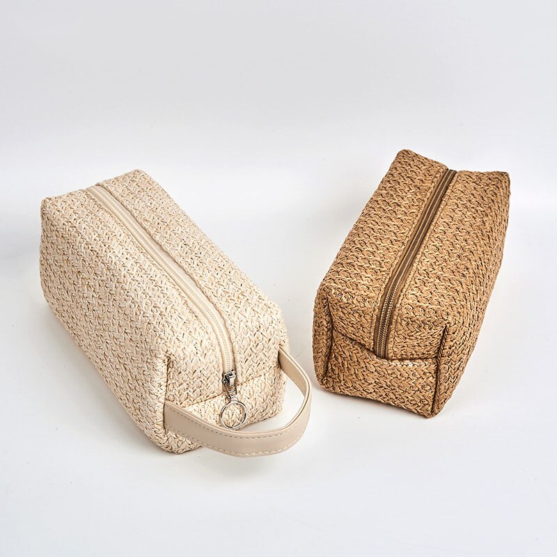 1 Pc borsa da trucco per donna in tessuto di erba borsa da viaggio per donna estiva borsa da spiaggia trucco Kit di bellezza borse Casual per le vacanze