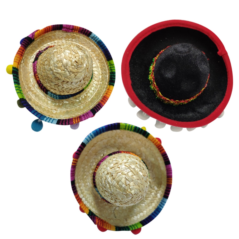 3 stk meksikansk hatt hår bøyler mini sombrero pannebånd festival hodeplagg opptreden rekvisitter fest favoriserer