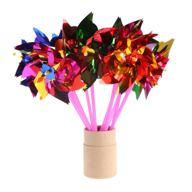 10Pcs Plastic Windmolen Pinwheel Wind Spinner Kids Speelgoed Tuin Gazon Party Decor !