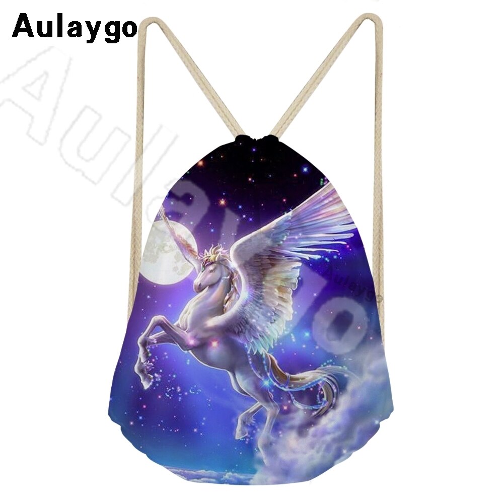 Aulaygo 3d unisex eenvoudige duurzame zwarte rugzak schattige witte kattenprint schoudertas kinderreisschoenen touwtassen rugzakken: Roze