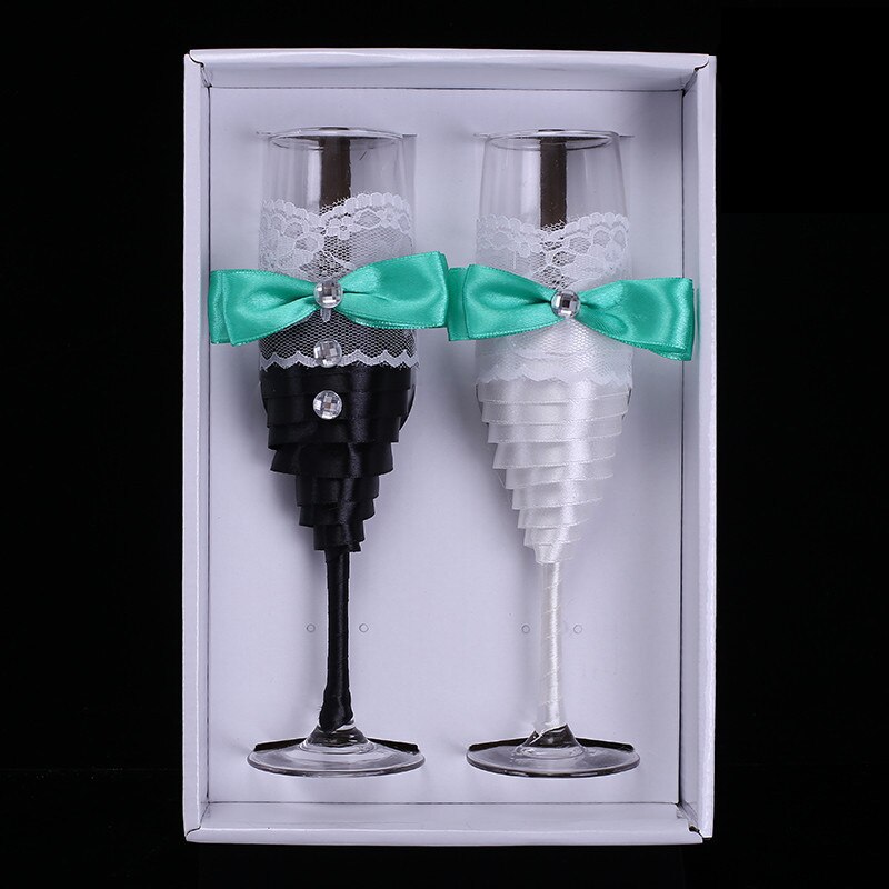 Wedding paar glazen champagne beker bruiloft benodigdheden bruiloft wijnglas taart mes schop set hand glas wijn glas