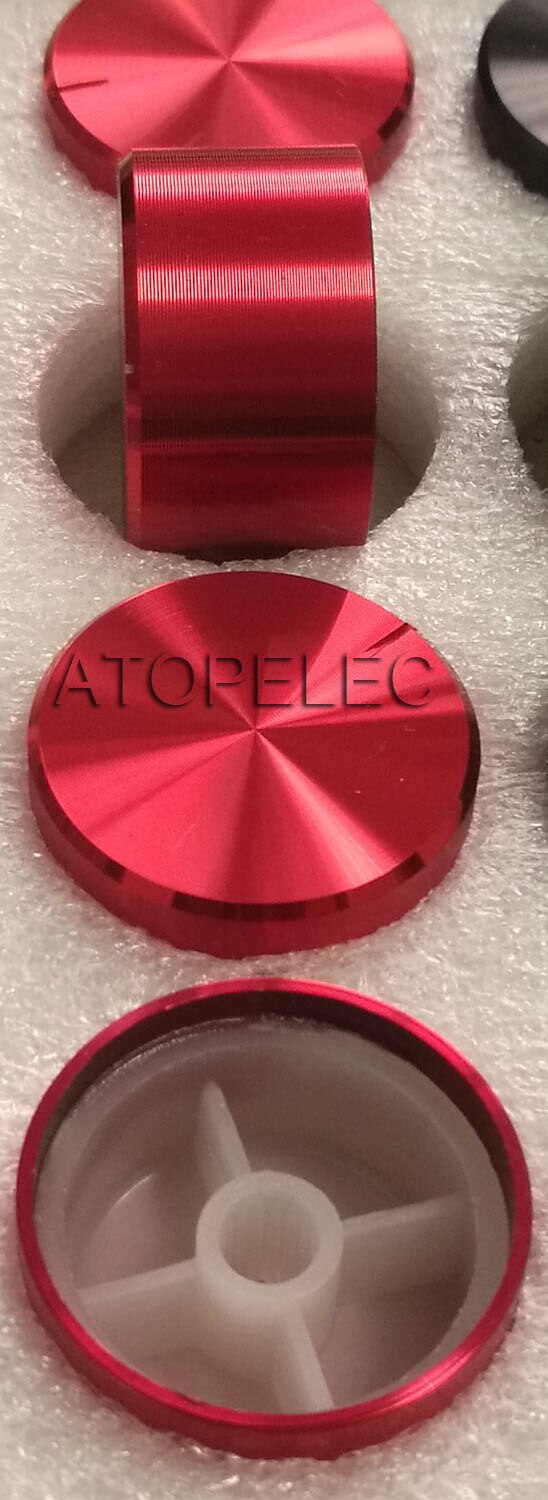 30mm*17mm aluminium dac cd forstærker potentiometer volumen knap 6mm riflet sort / rød / sølv farve: Rød