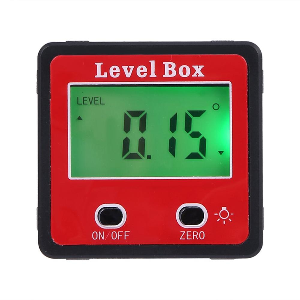 Precision Digital Protractor Inclinometer Water Proof Level Box Digital Angle Finder Bevel Box With Magnet Base: Red