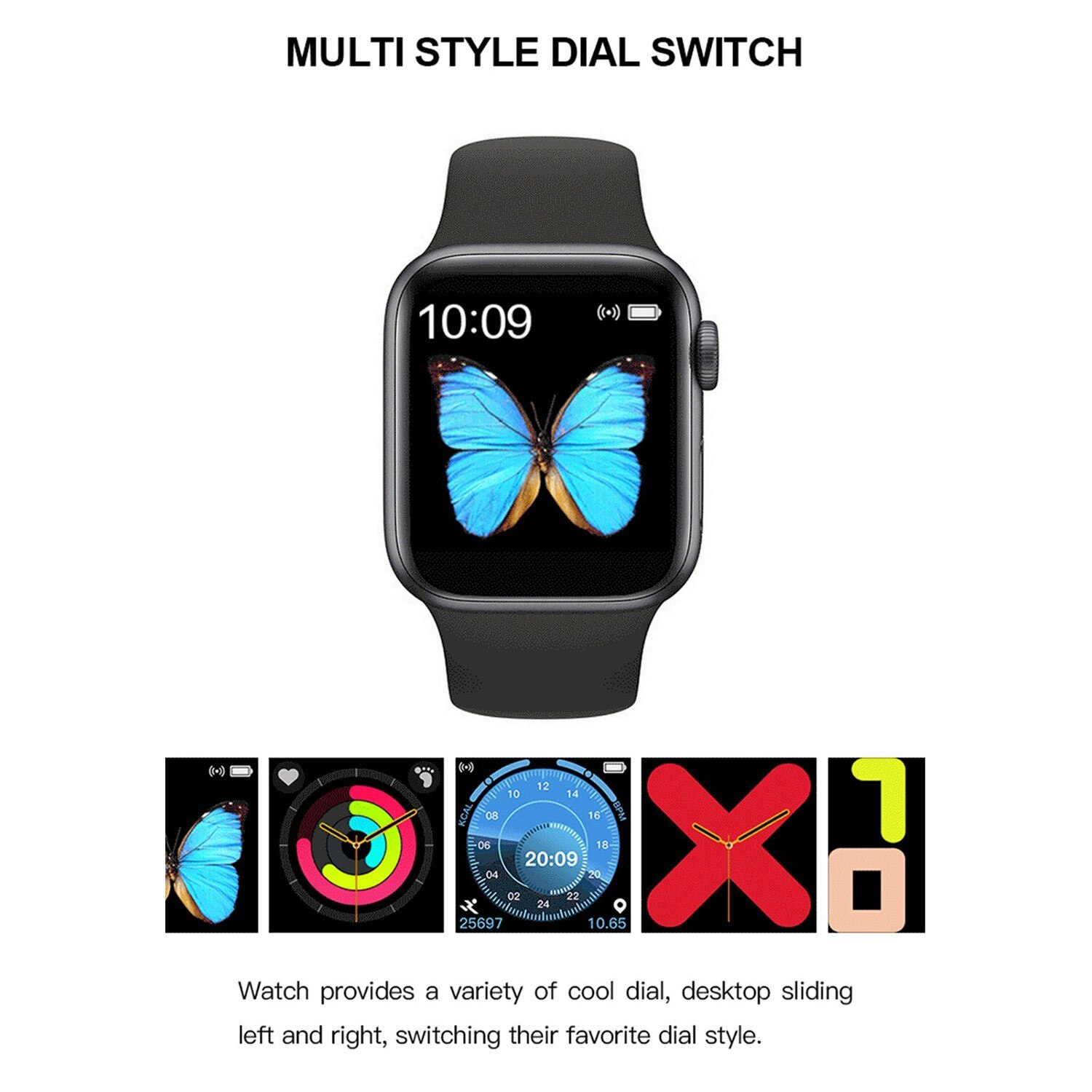 Montre connectée T500 avec appels et musique, moniteur de fréquence cardiaque, de pression artérielle et d'oxygène dans le sang, mesure les pas, commerce extérieur