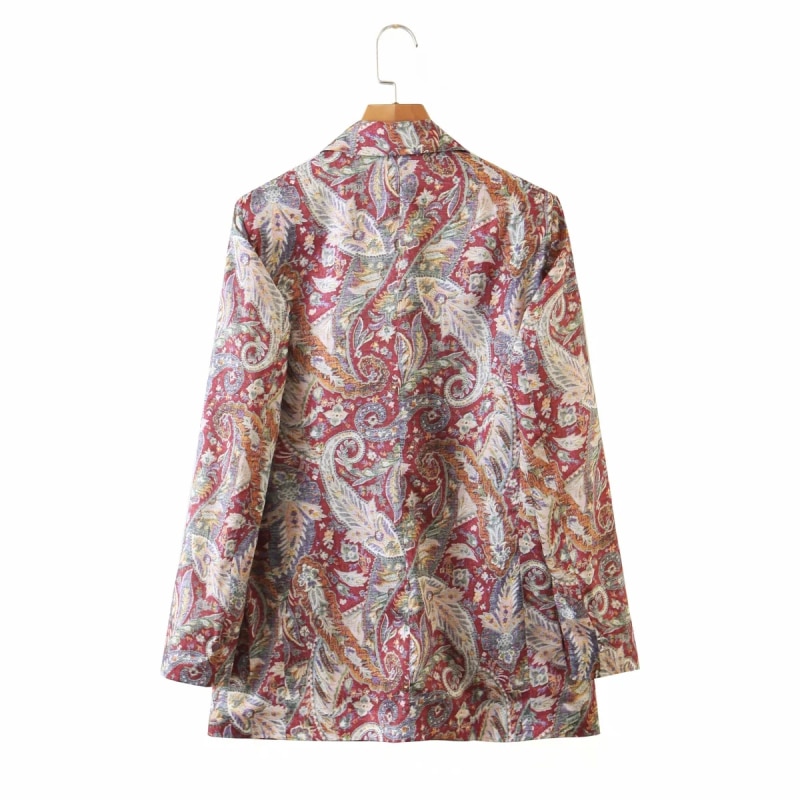 Zxqj vintage dam blommiga kostymer höst dam boho kostym casual kvinnlig chic blazer set flickor tvådelad set
