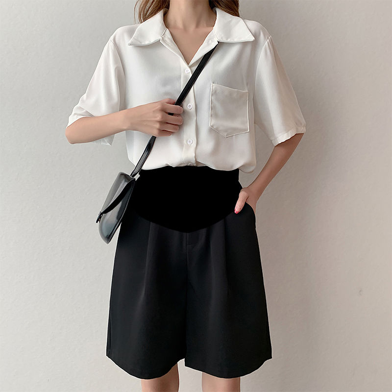 Zomer Chiffon Moederschap Buik Korte Broek Zwangere Vrouwen Shorts Zwangerschap Korte Broek Verstelbare Buik Kleding Koreaanse Stijl