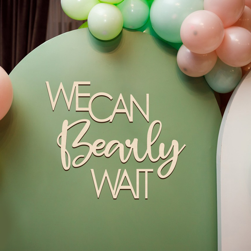 YOMDID We Can Bear Wait Baby Shower decorativo Letter Sign Banner Hanging Gender Reveal segno in legno Hanging Birthday Party puntelli