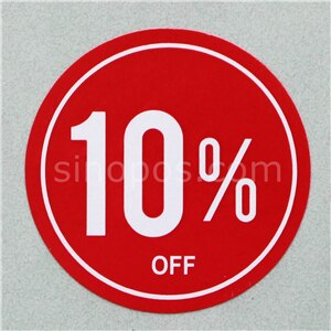 Tarra alennustarra pyöreä 3cm,  vaateteippi prosenttia % alennus tarra piste vaatteet vaate housut vaatteet laukku tag: 10 prosenttia alennus