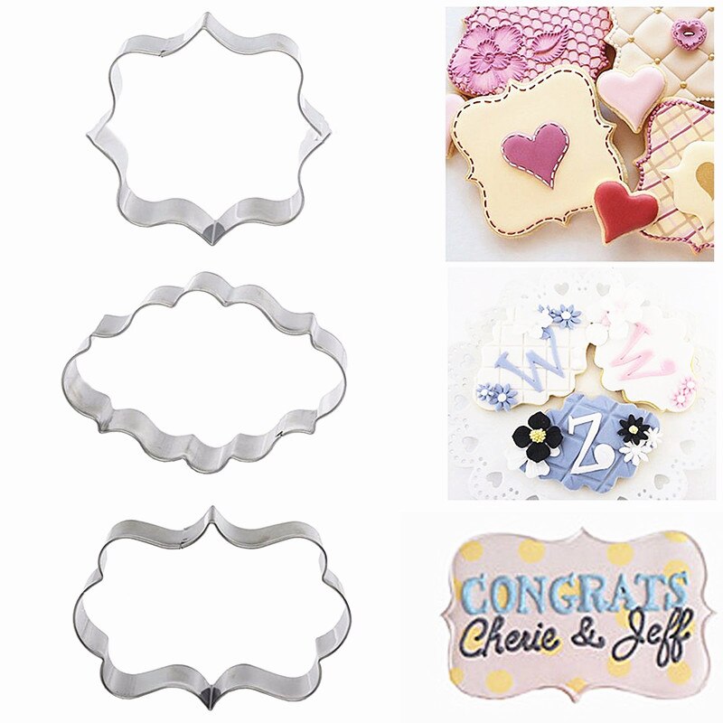 3 Stks/set Fondant Mold Rvs Cakevorm Decorating Gereedschap Cookies Pastry Gereedschap Frame Cutter Keuken Bakken Accessoires