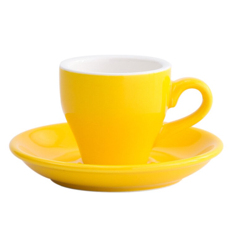 Godteri farge ekspresso kopp og tallerken fargerike 80ml kaffesett italienske amerikanske kaffekopper: Gul