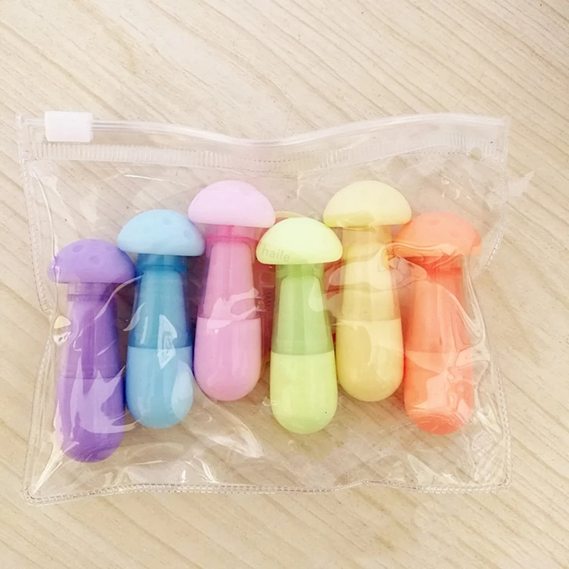 Juego de Mini pastillas resaltadoras Kawaii, rotulador fluorescente con cara sonriente, suministro de papelería artística para escuela y oficina, 6 uds.