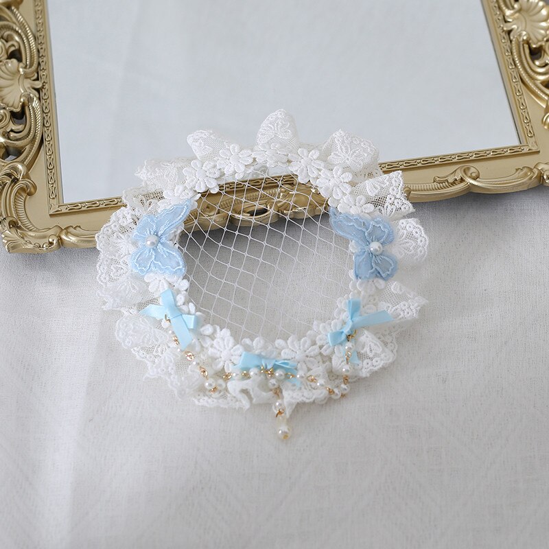 Dla dzieci Lolita opaska robić włosów stroik kwiat koronki projekt włosy księżniczki akcesoria spinka robić włosów hiszpania retro pałac nakrycia głowy A1293: lekki niebieski