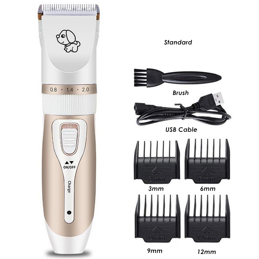 Electrical Pet Clipper Grooming Kit Rechargeable Pet Cat Dog Hair Trimmer Shaver Set Hair Cutting Machine: White Standard