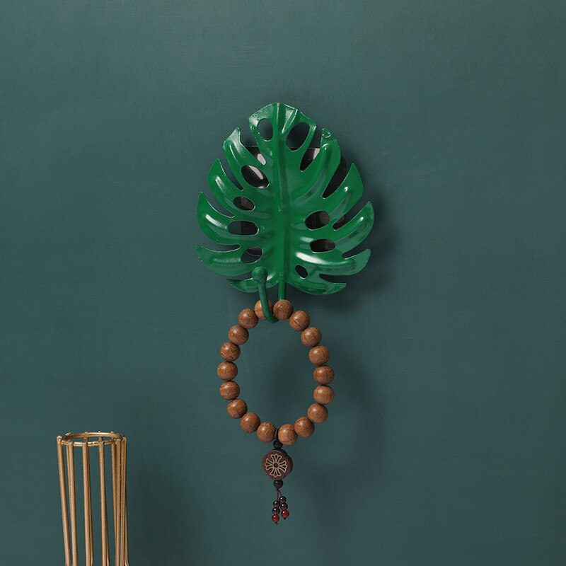 Nordisk krog pungbøjle gylden bladform frakke rack vægfrakke nøgleholder uden hul hjem væghængende dekoration: 1