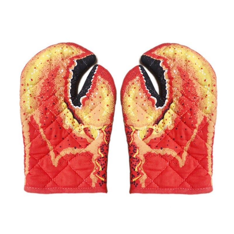 Set of 1 Lobster Claw Kitchen Oven Mitts Quilted Cotton Microwave Oven Gloves Heat Resistant Nonslip for Cooking BBQ Baking